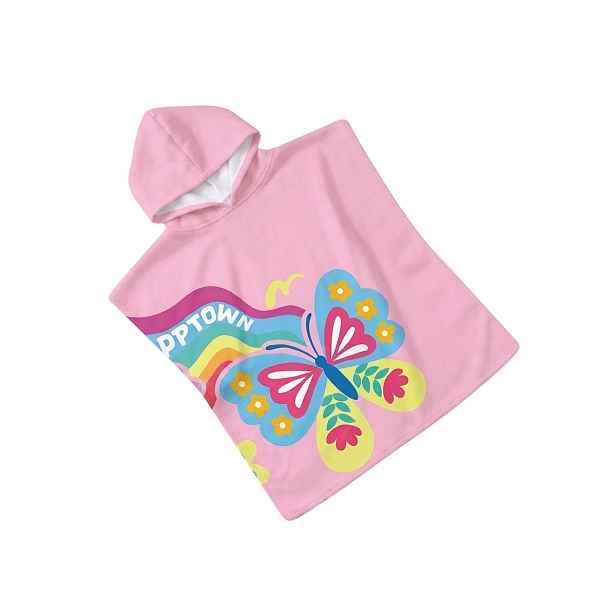 Dětské pončo BUTTERFLY růžové