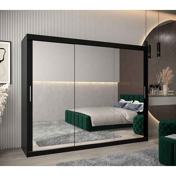 Skříň s posuvnými dveřmi v šířce 250 cm TIMEA 3 - černá