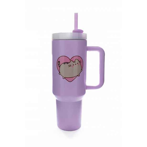 Termohrnek Pusheen 1,2 l Termos se slámkou s potiskem pro děti