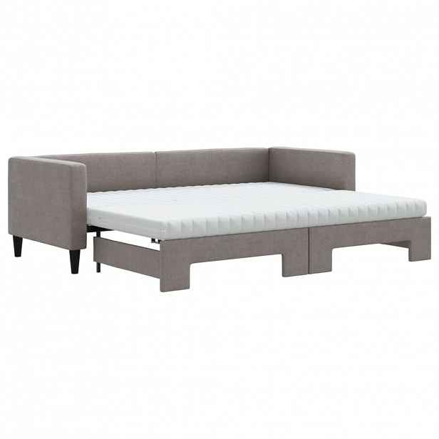 vidaXL Válenda s přistýlkou a matracemi taupe 80 x 200 cm textil