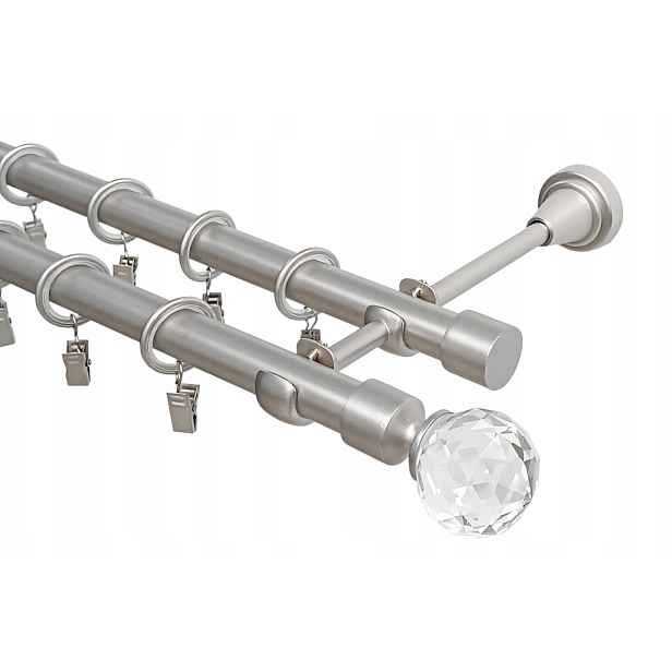 Dvojitá Garnýž kovová saténová mix koncovek Imperia Deco 19+19 mm 300 cm
