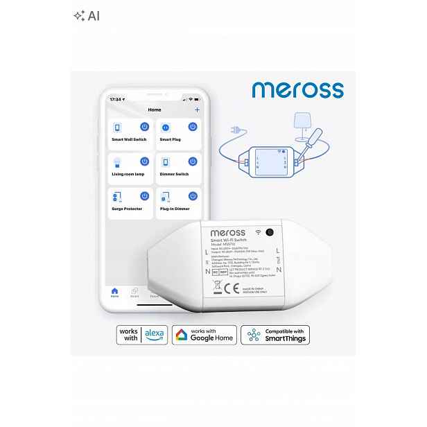 Inteligentní WiFi spínač Meross MSS710 10A 2300W Alexa Google 4 ks