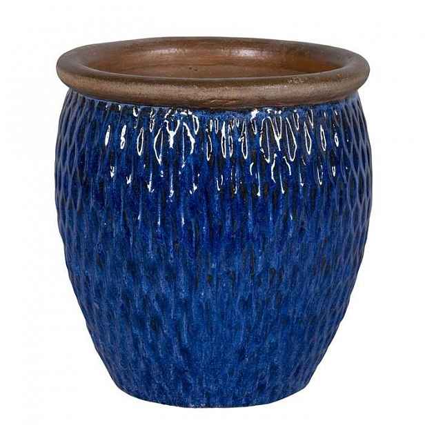 Květináč DORTMUND 2-03B hnědý lem keramika modrá 50cm