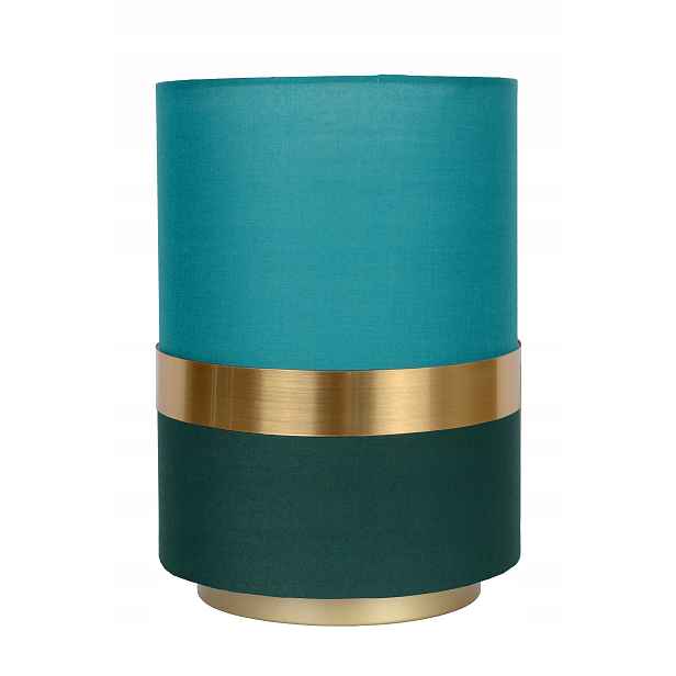 noční stolní lampa s lněným stínítkem, zelená, tyrkysová tuba, malá 22 cm Lucide