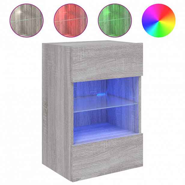 vidaXL Nástěnná TV skříňka s LED osvětlením šedá sonoma 40x30x60,5 cm