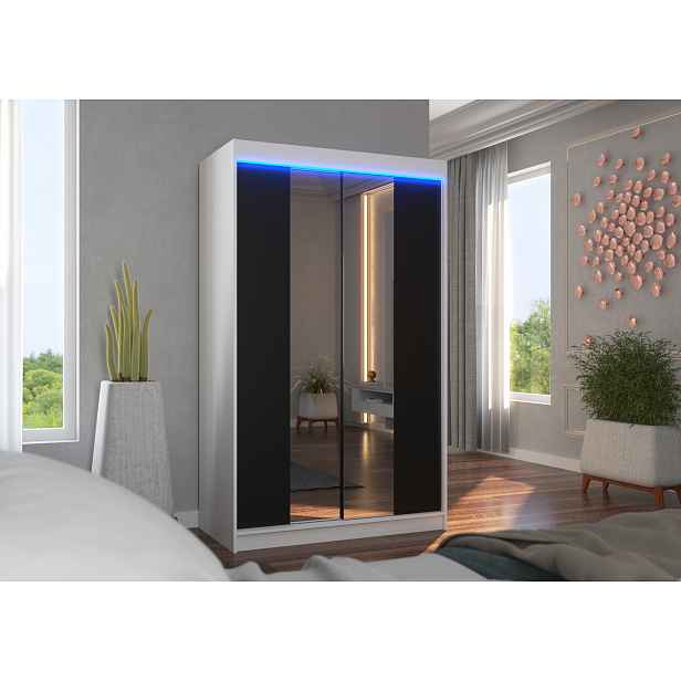 Zrcadlová skříň 120 cm s LED osvětlením EABTIS - bílá / černá