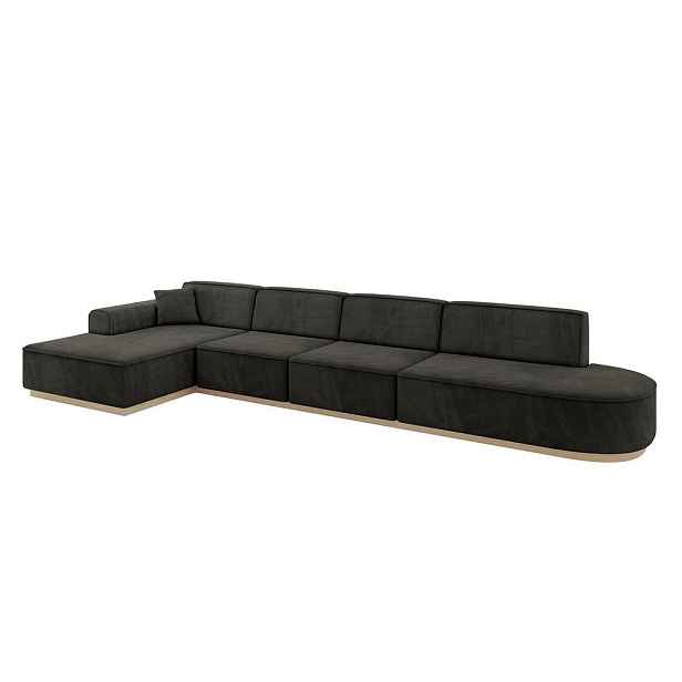 ALTDECOR ROHOVÁ SEDAČKA s otomanem, levá IREA-L3 412x165x80 Černá Velur