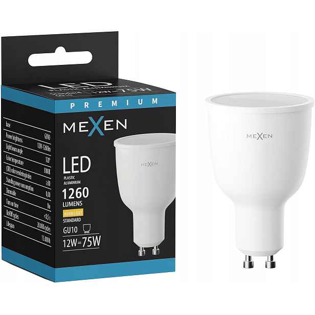 Mexen Nova Led Žárovka GU10 12W Teplá Bílá 3000K 1260 LM