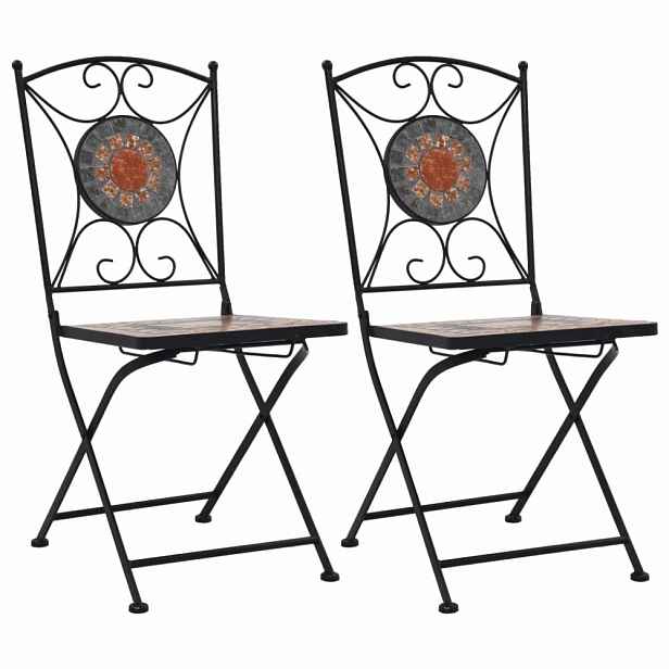 Mozaikové bistro židle 2 ks keramika Šedá / oranžová