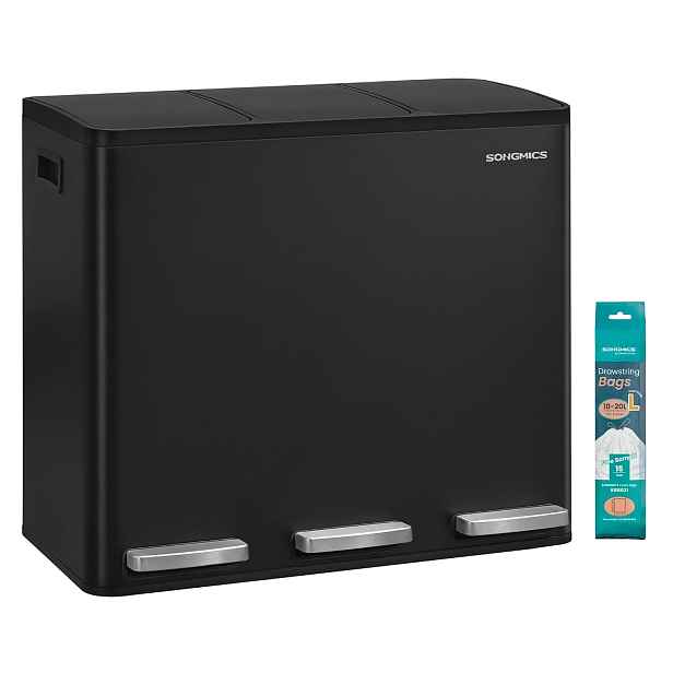 SONGMICS Odpadkový koš s víkem Jordan 3x18 L černý