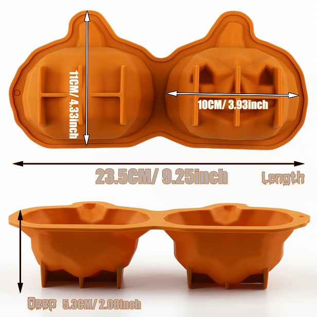 TEMU Halloweenská 3D Silikonová Forma na Dýni Jack-o'-lantern, Silikonová Forma se 2 Dutinami na Pečení, Mýdlo, Svíčky, Mousse & Želé Dezerty