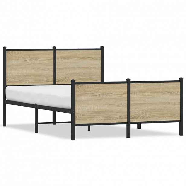 vidaXL Kovový rám postele bez matrace dub sonoma 120 x 200 cm