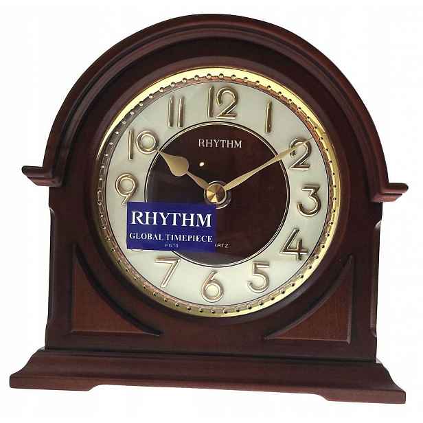 Klasický Hnědý Dřevěný Krbový Hodinový Stroj Rhythm 15 x 15 cm CRG109