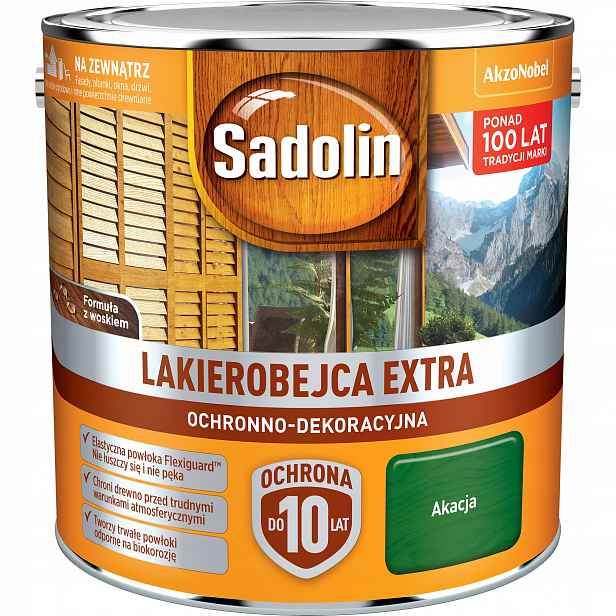 Sadolin Extra Lakobejca Na Dřevo Plotů Oken Fasády Akácie 2,5L