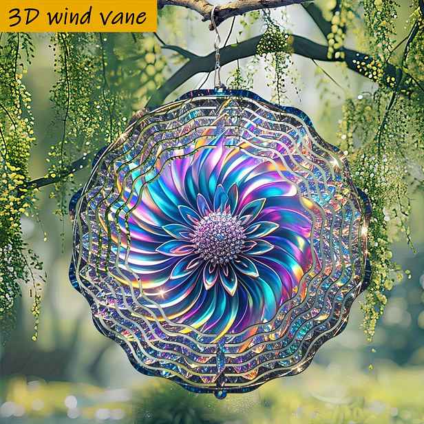 TEMU 3D 1ks "Barevné okvětní lístky zářivé a třpytivé" 25,5 cm/10 palců x 25,5 cm/10 palců s otočným háčkem, 360° kreativní větrný spinner, není