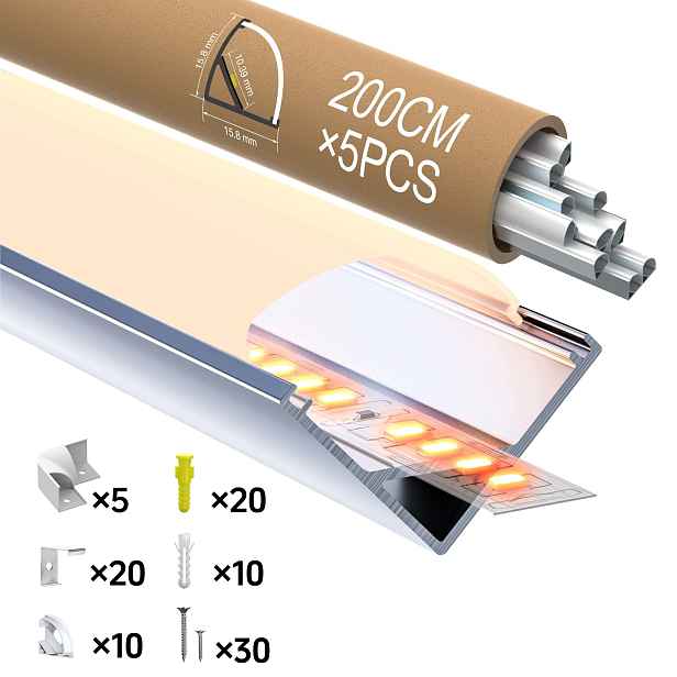 Zapuštěný Hliníkový Led Profil Do Sádrokartonu S Difuzorem, 2 Metry, Šířka 15,8 MM, Balení 5 Kusů