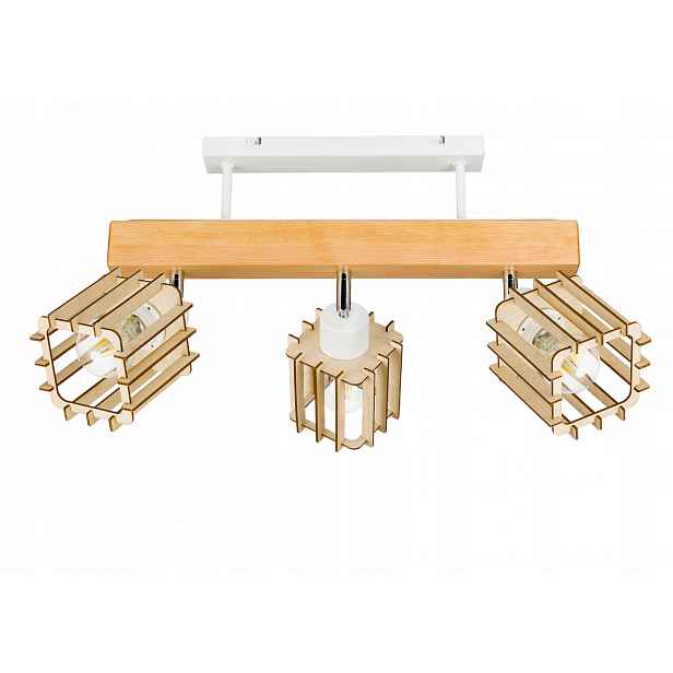 Dřevěná stropní lampa Lustr Stropní Svítidlo Loft bílá na 3x Klosz E27