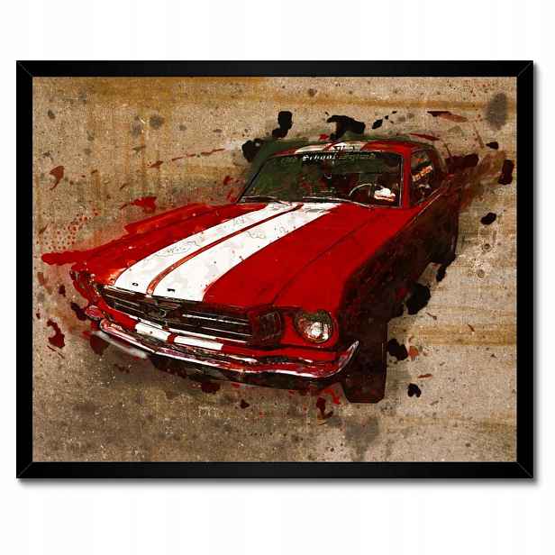 Plakáty v rámu 50x40 Červený Ford Mustang Usa