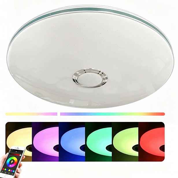 Stropní Svítidlo stropní svítidlo Led Rgb s aplikací Bluetooth Reproduktor Dálkový Ovladač 70W 50 cm