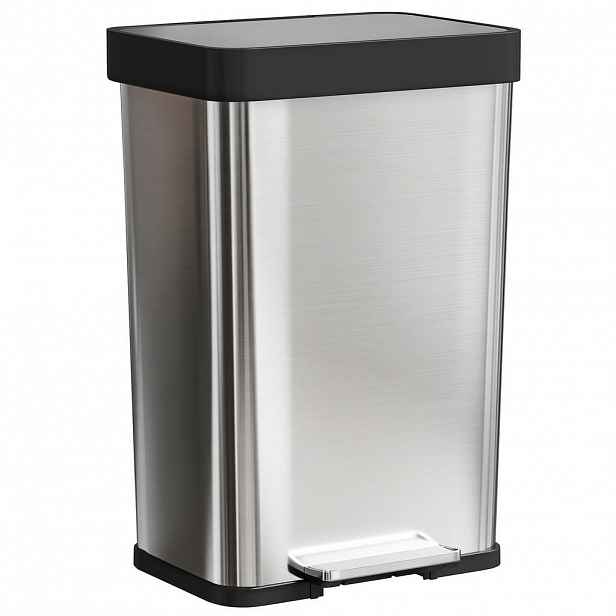 HOMCOM ODPADKOVÝ KOŠ 60 L Šlapací koš s víkem Soft-Close z nerezové oceli, stříbrný