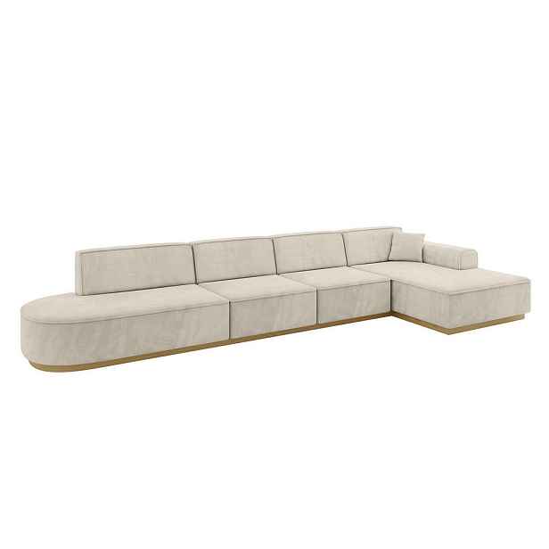 ALTDECOR ROHOVÁ SEDAČKA s otomanem, pravá IREA-L3-v2 412x165x80 Béžová Velur