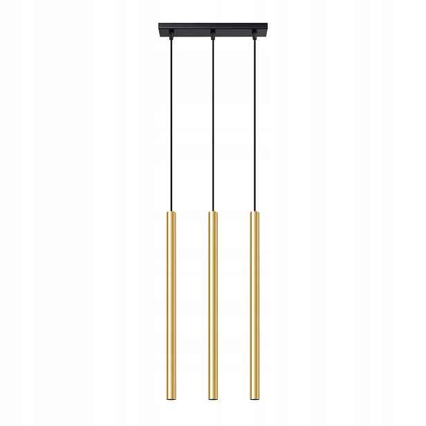 Sollux Závěsná lampa trojitá černá zlatá tuba 50 cm nad stůl ostrov bar