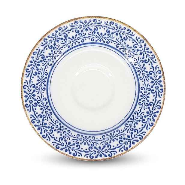 Bílý/modrý porcelánový podšálek ø 14 cm Azul – BonBistro