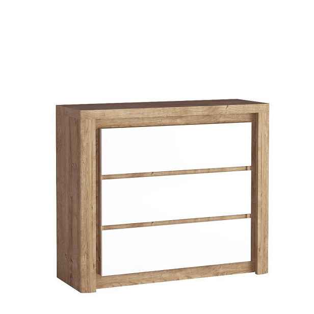 MASSENO KOMODA VARUS, 114/97,5/40,5 cm se 3 zásuvkami a dvířky, dekor dub