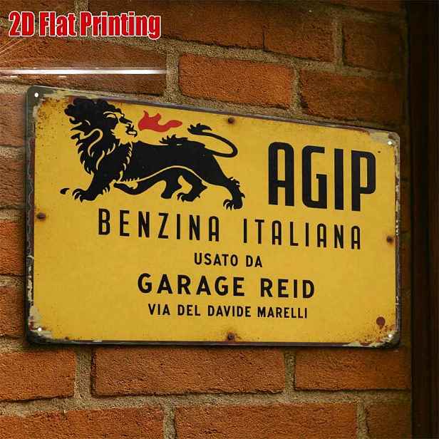 TEMU 2D plochý - 2D plochý 1ks, Vintage Italská benzínová kovová cedule kreativní plechová cedule - 8X12 Cafe Garáž Nástěnné umění Dárek pro dekoraci