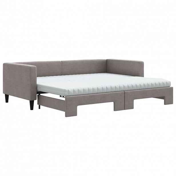 vidaXL Válenda s přistýlkou a matracemi taupe 90 x 200 cm textil