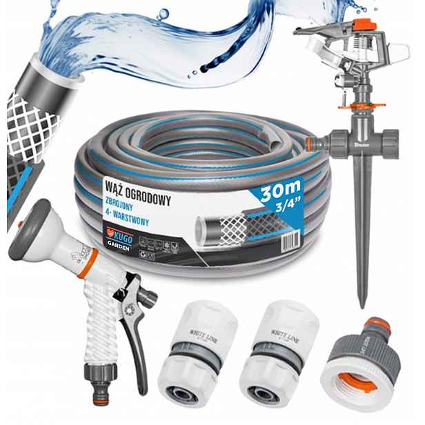 Hadice 3/4" 30 m 4 Vrstvy Zavlažovací Pistole Set Bradas