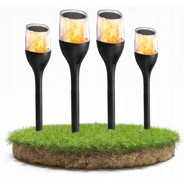 4x Zahradní solární Led lampy Silný Plamen 65cm
