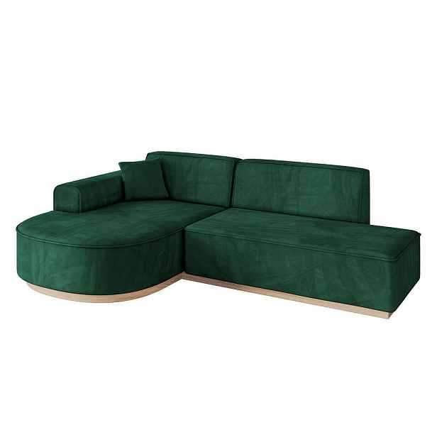 ALTDECOR ROHOVÁ SEDAČKA s otomanem, levá ARRIO-L1 243x171x83 Zelená Velur