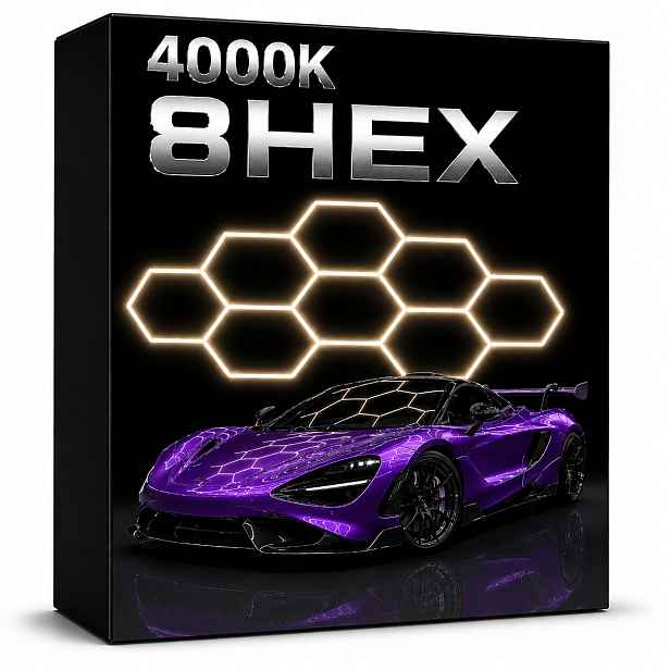 Černá Led lampa do myčky a garáže HEX8 245W 229x237 cm 4000K, výkonná