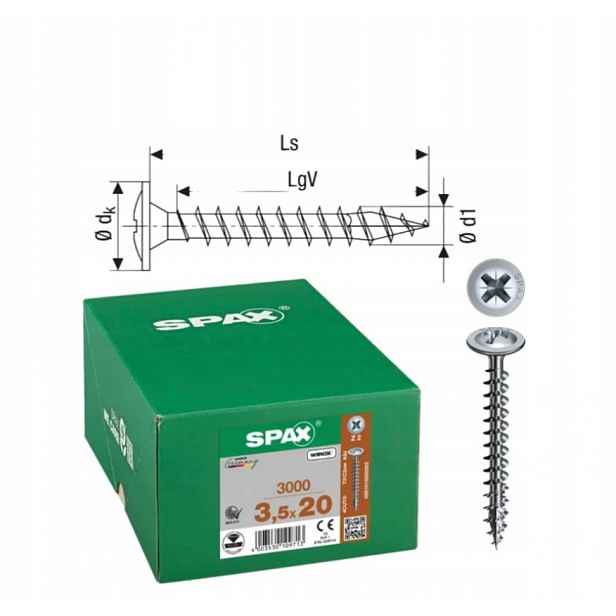 Univerzální šroub Wirox spax 3.5 x 20 Wirox podložka 3000 ks