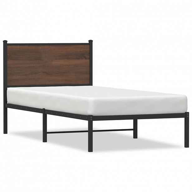 vidaXL Kovový rám postele bez matrace hnědý dub 75 x 190 cm