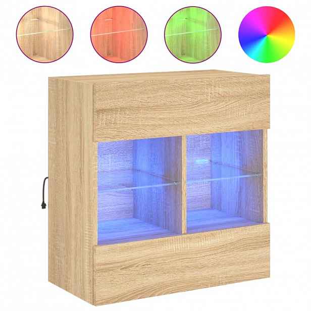 vidaXL Nástěnná TV skříňka s LED osvětlením dub sonoma 58,5x30x60,5 cm
