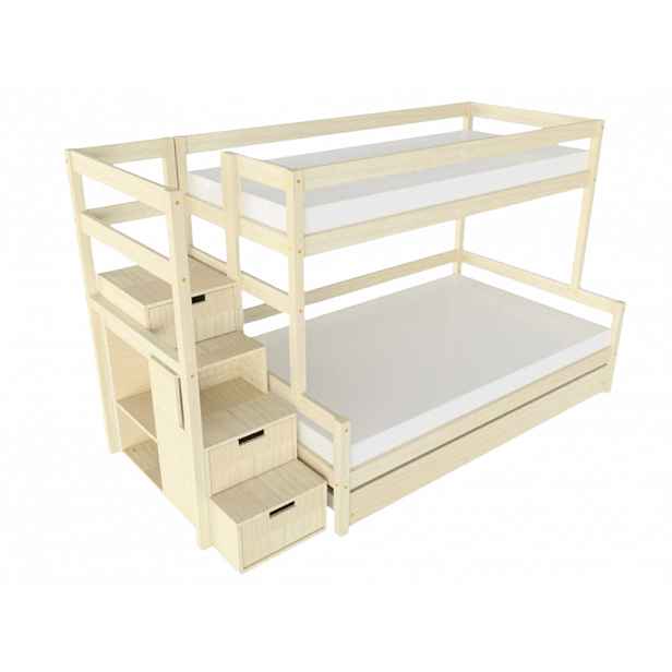 Benlemi Patrová postel LUCKY s úložnými schody 90x200, 120x200 cm Zvolte barvu: Transparentní vosková lazura matná, Zvolte šuplík: Úložný šuplík, Zvo…