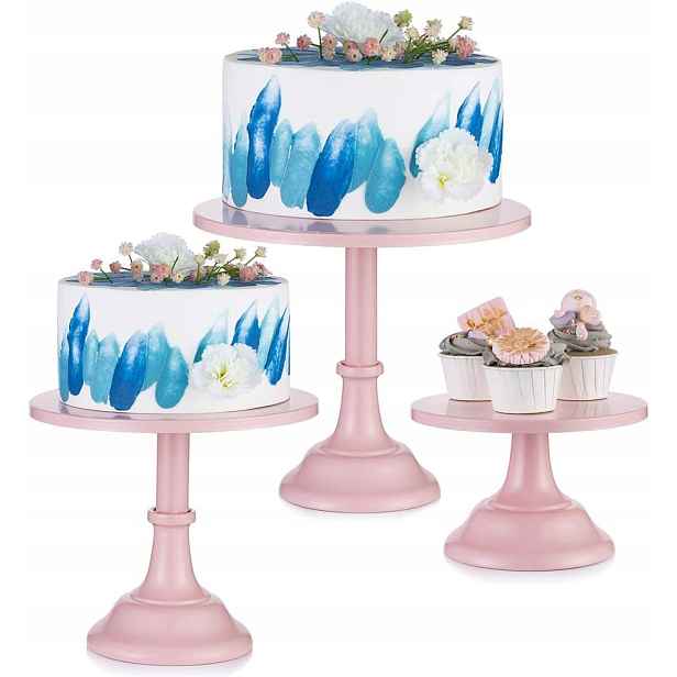 3-dílná sada stojanů na dorty Nuptio Růžová Candy Bar