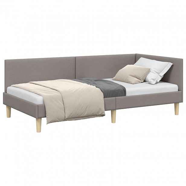 vidaXL Rohový rám postele Taupe 90 x 190 cm Textil