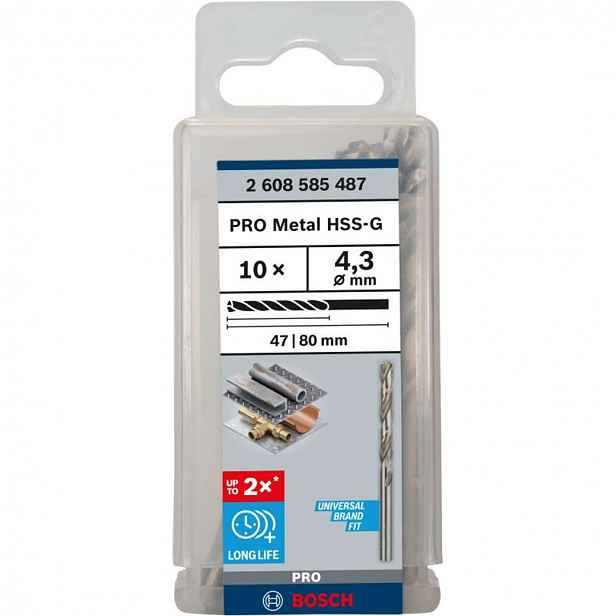 Bosch - Sada vrtáků do kovu, 4,3x80 mm, 10 ks 2608585487