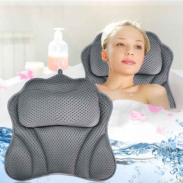 Polštář Do Vany 4D Air Mesh S Přísavkami Na Krk A Relaxačními Lázněmi