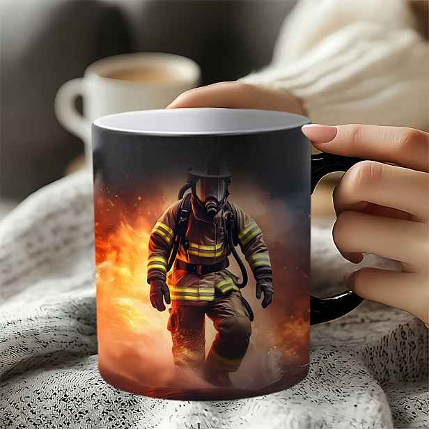 TEMU 1 ks 11oz keramický hrnek s tepelně citlivou změnou barvy a designem s hasičským , ideální pro Den otců, Svátek práce, Den památky, promoce,