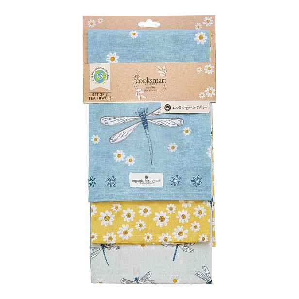 Utěrky z bio bavlny v sadě 3 ks 45x65 cm English Meadow – Cooksmart ®