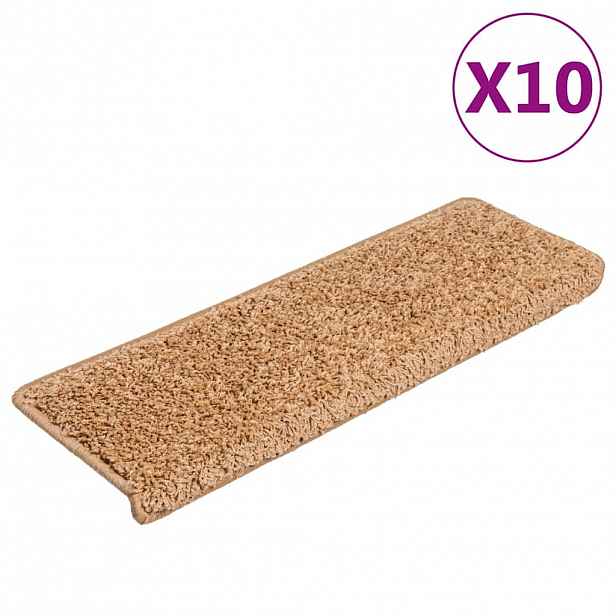 vidaXL Schodové rohože 10 ks 65 x 21 x 4 cm béžové s obdélníkovým okrajem