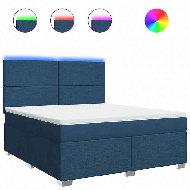 vidaXL Box spring postel s matrací modrá 180x200 cm textil