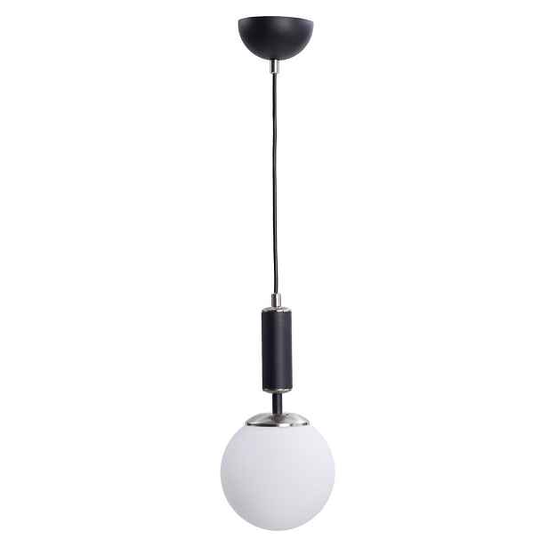 Černo-bílé závěsné svítidlo se skleněným stínidlem ø 15 cm Hector – Squid Lighting