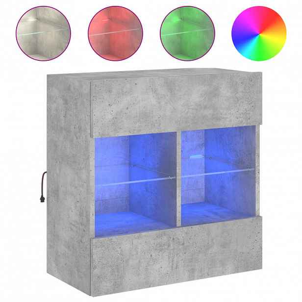 vidaXL Nástěnná TV skříňka s LED betonově šedá 58,5 x 30 x 60,5 cm