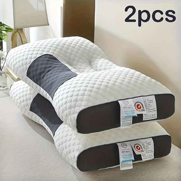 TEMU 2ks Měkký Krční Polštář, Ergonomický Konturový Spací Polštář s Nastavitelnou Opěrkou, Snímatelný Povlak na Polštář & Prémiové Jádro Polštáře pro