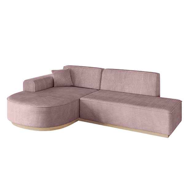 ALTDECOR ROHOVÁ SEDAČKA s otomanem, levá ARRIO-L1 243x171x83 Růžová Manšestr